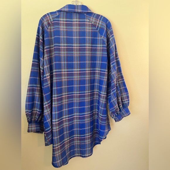Ladies Plaid Button Down 90's Style Top Size XL - Picture 5 of 9